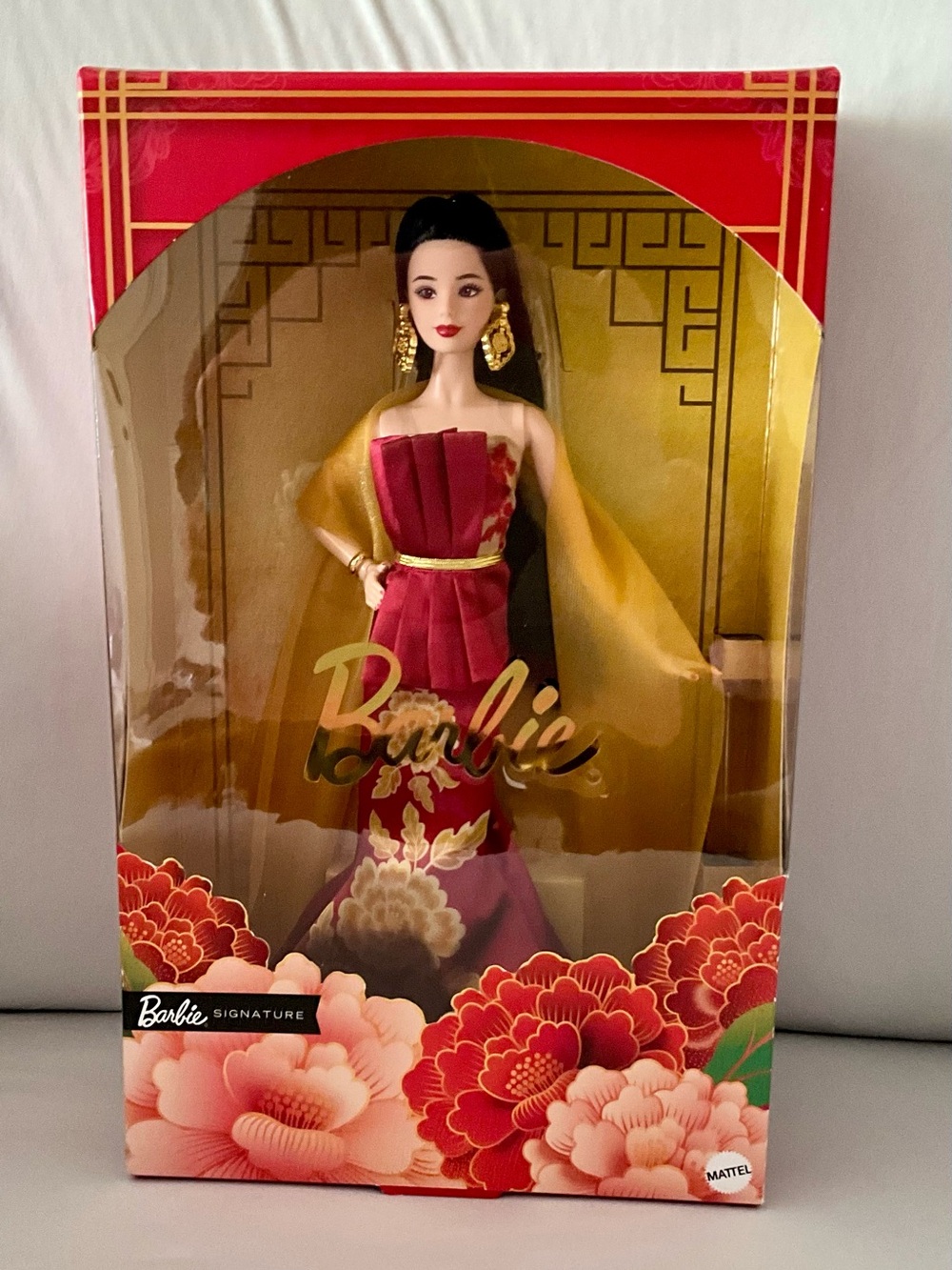 Mattel Barbie Red and Gold Evening Gown Doll